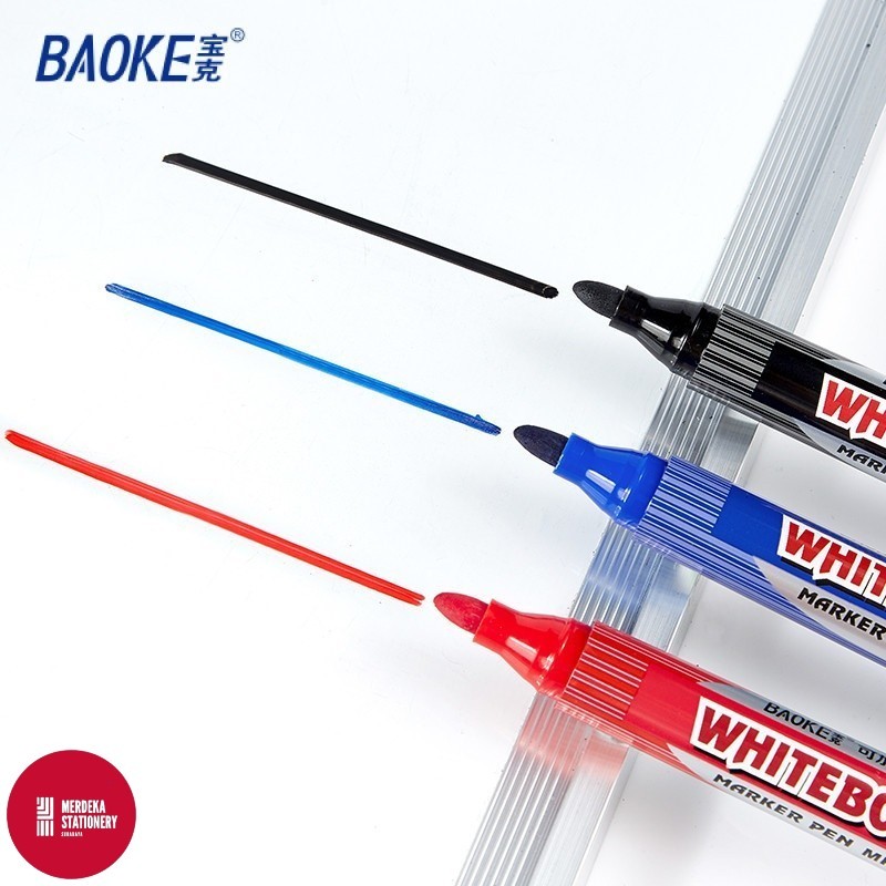 

Spidol/Sepidol/Marker Papan Tulis/Papantulis/White Board/Whiteboard Dapat/Bisa Dihapus Murah Baoke MP 399A Warna HITAM/BIRU/MERAH