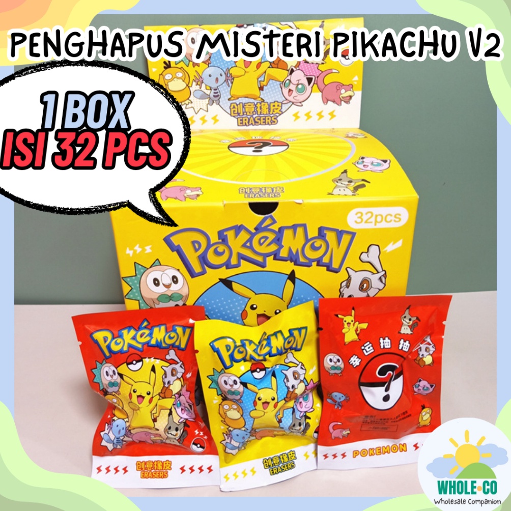 

1 BOX 32 PCS Penghapus Misteri Paket Pikachu Versi 2 Premium Karakter Poke Cubone Lucu Unik Imut Termurah Grosir Cod ER 1111 o FD8