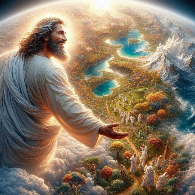 Poster Cetak Hiasan Dinding Jumbo Gambar Tuhan Yesus Memberkati kita semua Uk 70X100 Cm, Tanpa Bingk