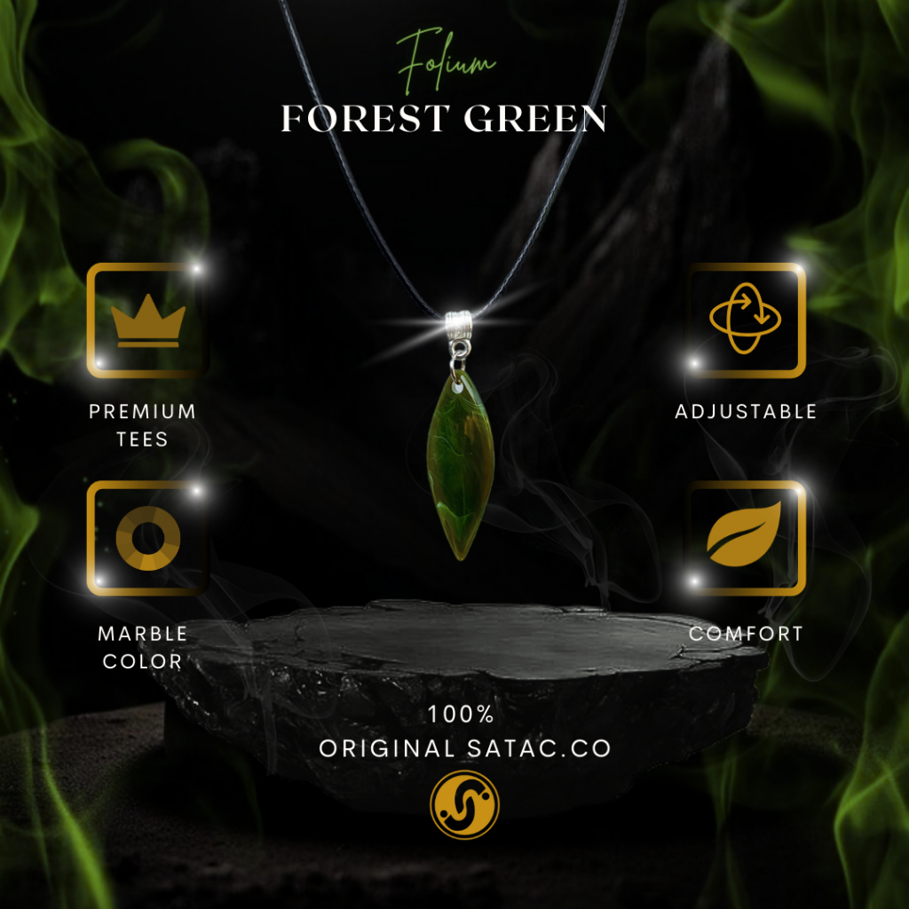 Satac.co Kalung Folium Forest Green / Kalung / Kalung Pria / Kalung Wanita / Liontin / Liontin Kalun