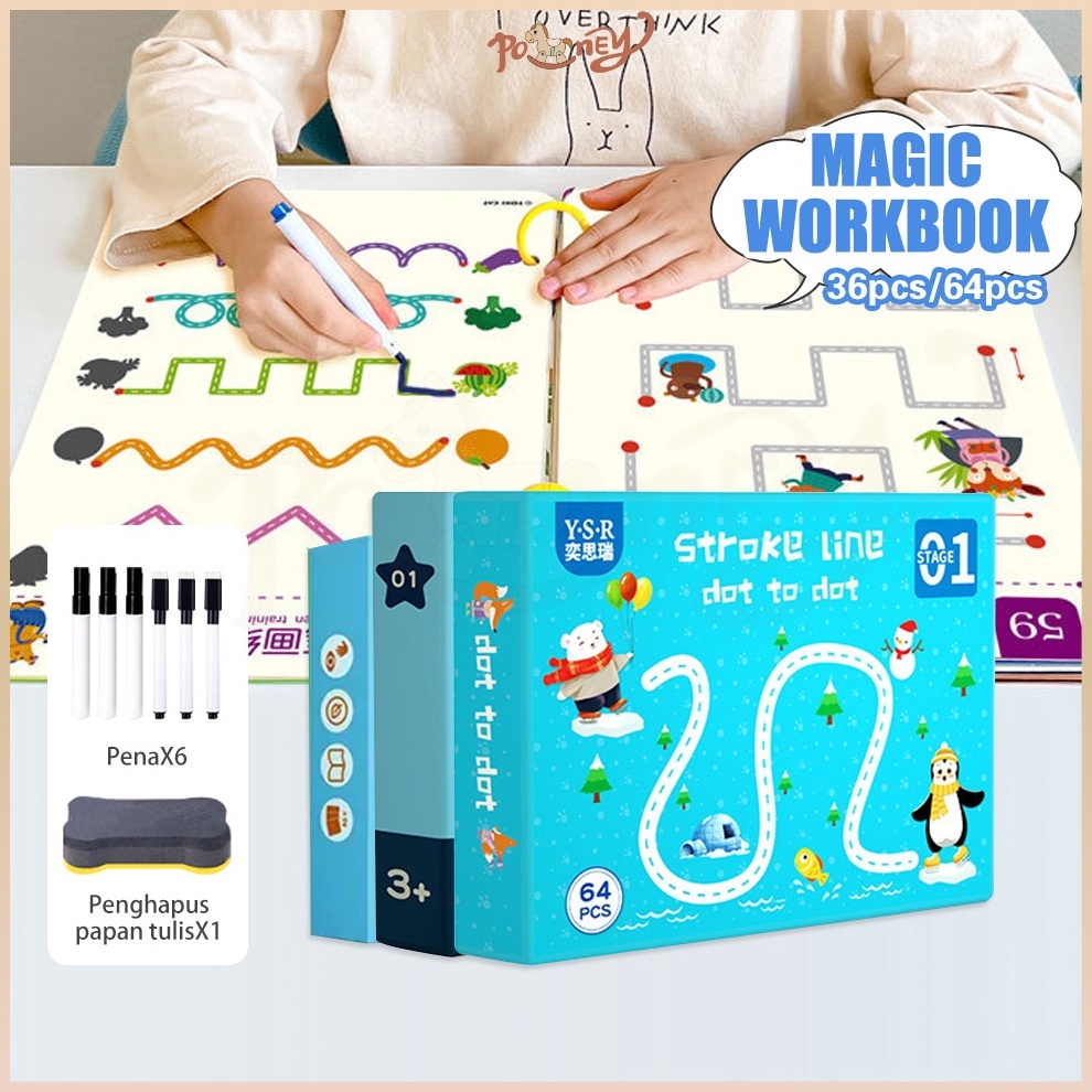 

Poney Magic workbook Activity book buku Clean book activity belajar menulis angka j Y3Y2