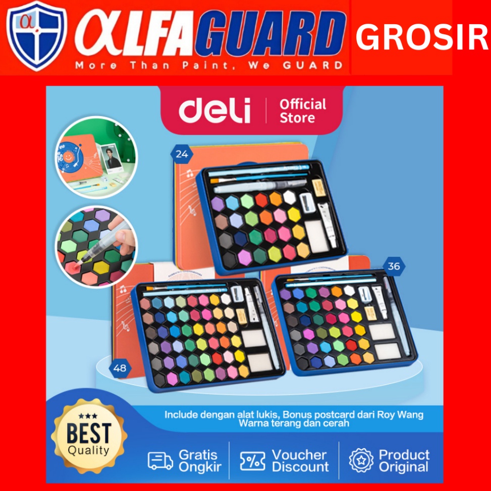 

KODE X77P Deli Solid Watercolor Paint Set Cat Air Padat Warna Terang Dengan Kuas Air Otomatis 73936X