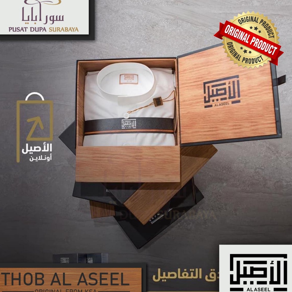 KODE B4V Thobe Gamis Saudi Al Aseel Original PriaJubahPutihPremiumImport Dus  Papper BagSet