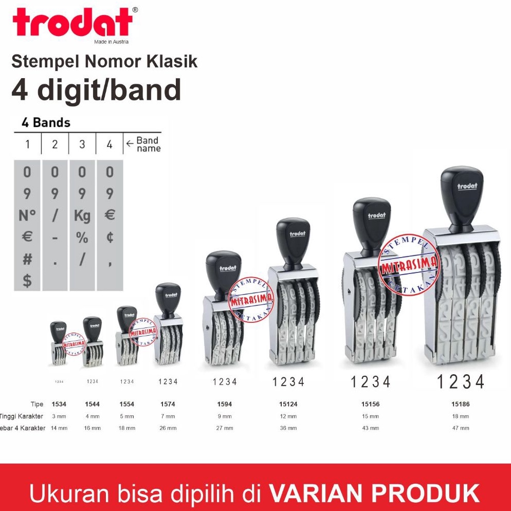 

Stempel klasik nomor merk Trodat 4 digit t Q1S3
