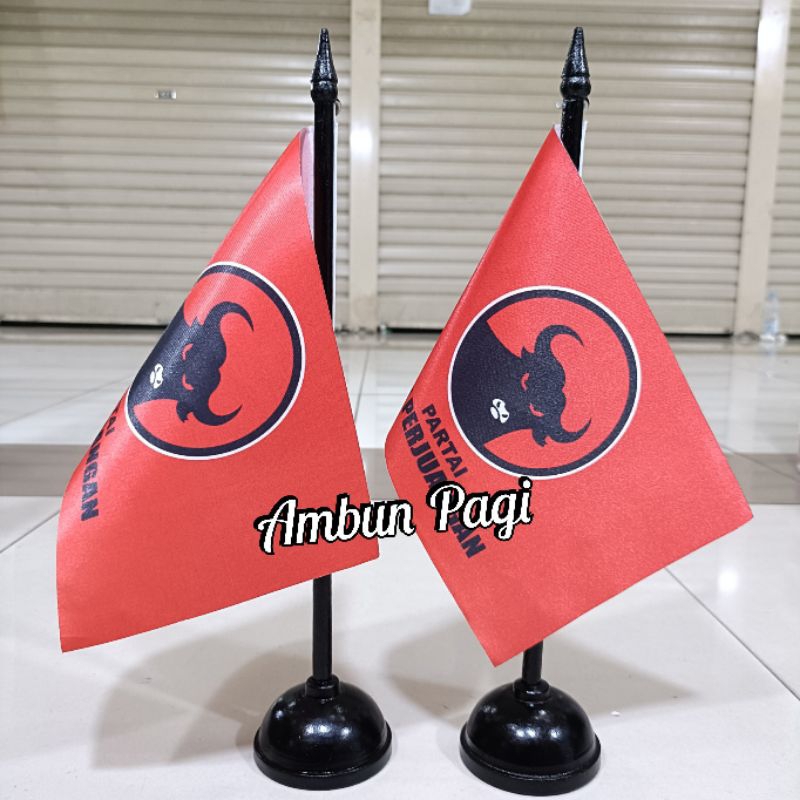 

best seller tiang kayu meja+bendera partai PDIP