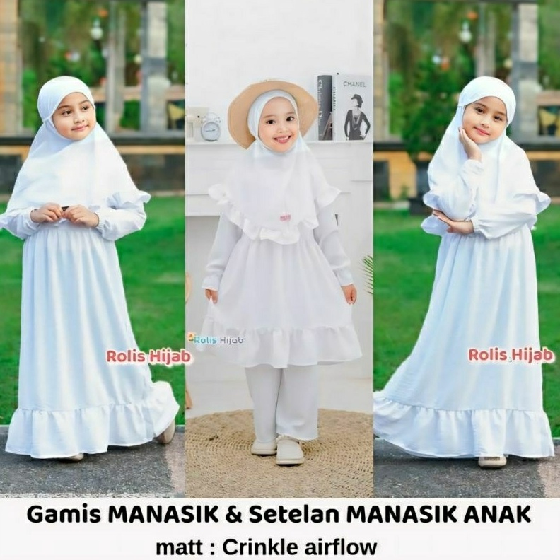 KODE O6M3 ROLIS HIJAB Gamis putih anak perempuan gamis manasik Anak gamis anak perempuan stelan anak