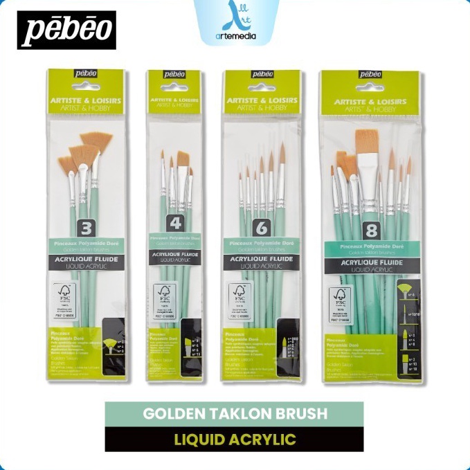 

Pebeo Golden Taklon Liquid Acrylic Brush Set Artist Hobby Brush q L3K4
