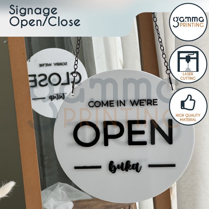 

Acrylic Signage Open Close Papan Akrilik Timbul Buka Tutup Sign Toko y J2O8