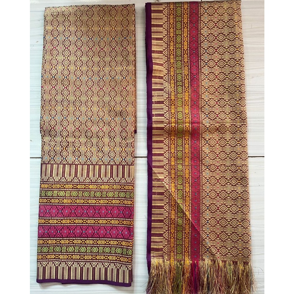 KODE H4J Kain Songket set selendang kain songket Palembang kain songket Variasi Warna Ungu Muda