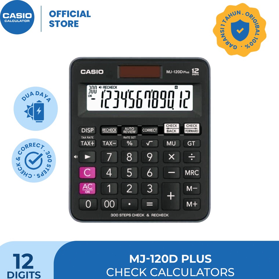 

CASIO KALKULATOR MJ12DPLUS Kalkulator TokoDagang Fungsi Recheck 12 digit t Z4J6