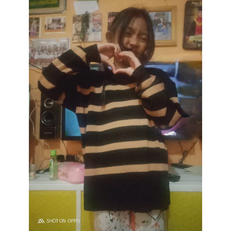 Maudy Sweater Rajut Garis Knit Korean Style Zahra