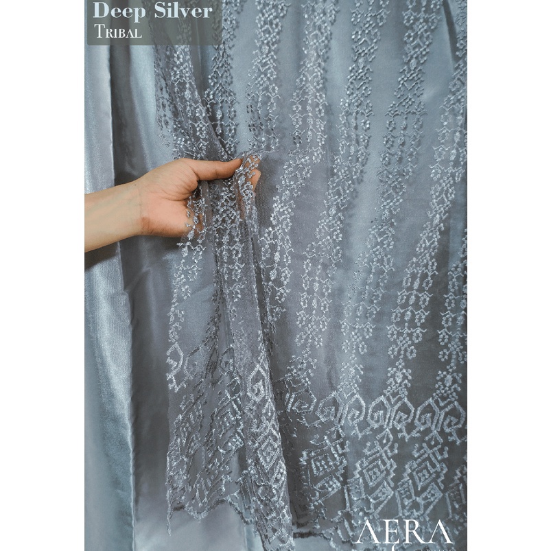 KODE H49V 5 meter Kain BrokatBrukat Tile Prancis Deep Silver Motif Sapto