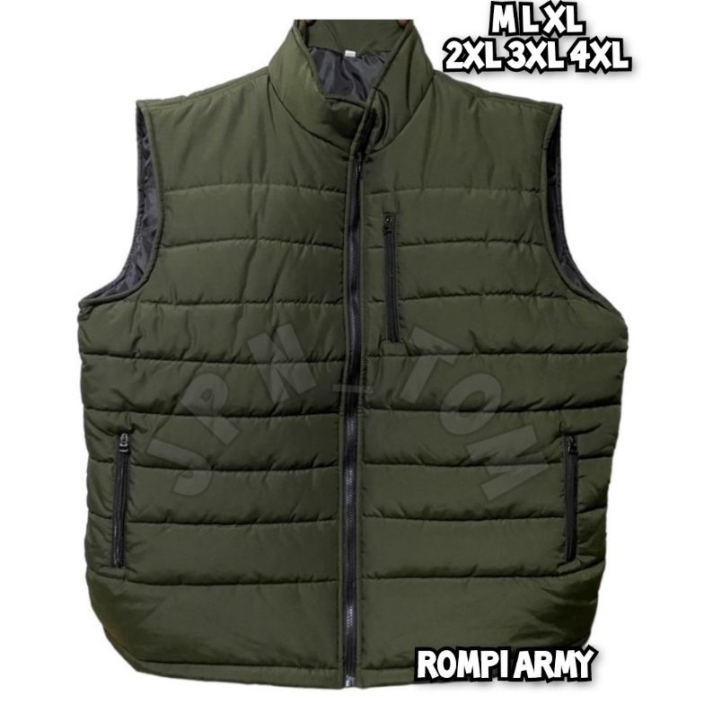 KODE I52E Rompi Parasut Bigsize Pria Wanita Jaket Polos Lekbong Vest JUmbo Army M L XL XXL XXXL XXXX