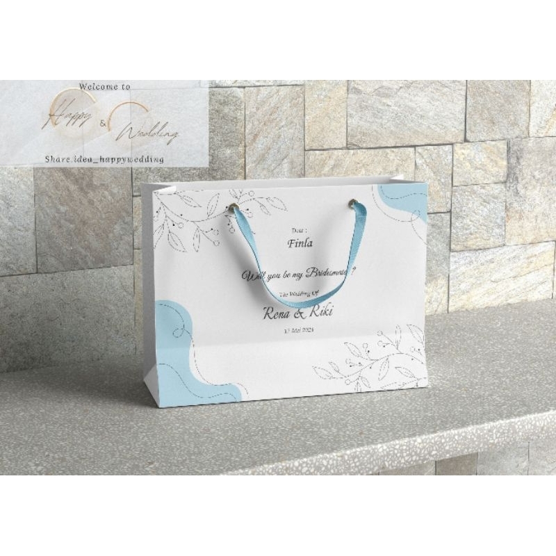 

paperbag pernikahan braidesmaid & groomsman kertas putih ukuran besar
