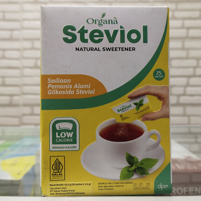 

Organa Steviol Natural Sweetener - Pengganti Gula dari Stevia isi 25 Sachet