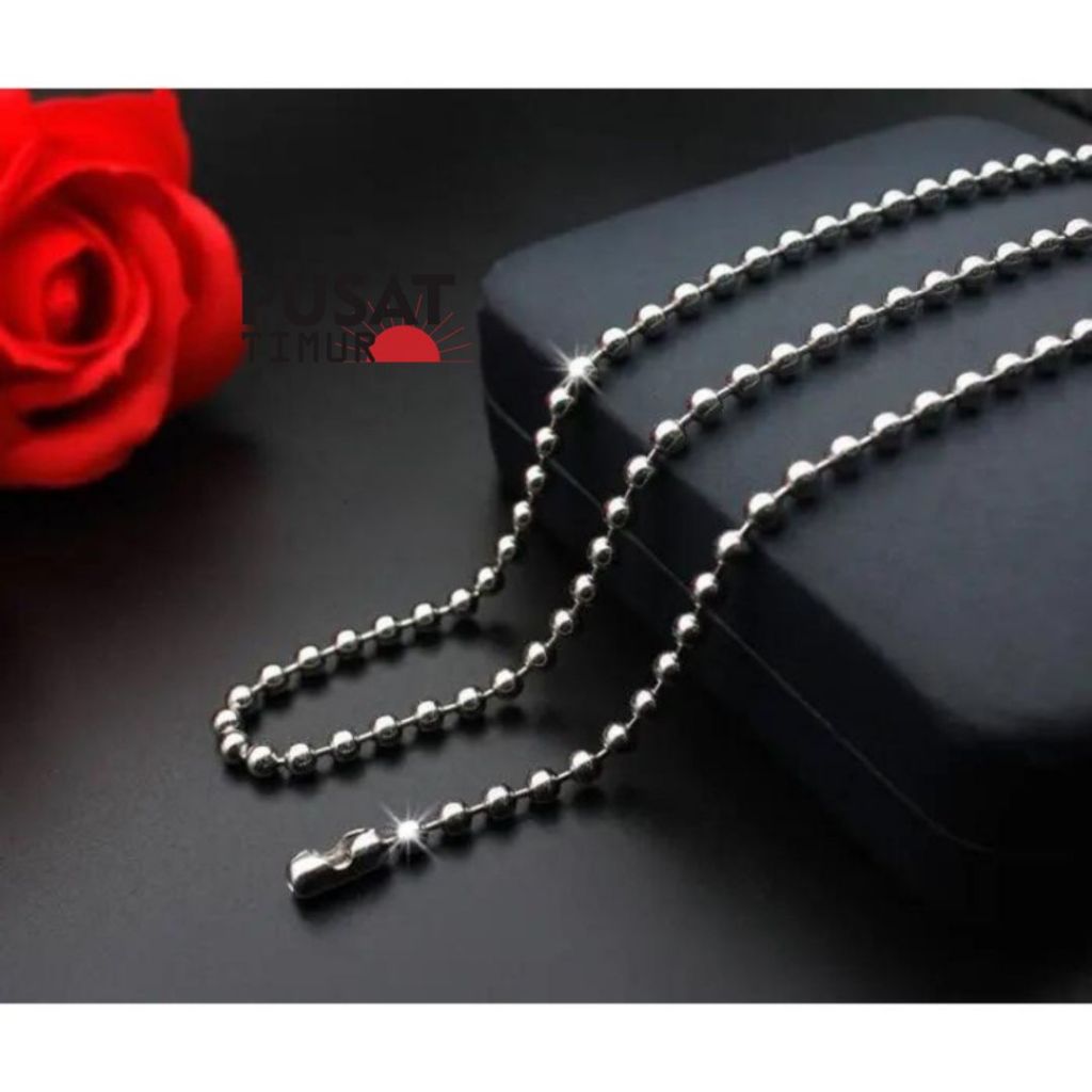 Kalung Besi Putih Fashion Pria Wanita | Kalung Stainless steel Merica Anti Karat | PUSAT TIMUR