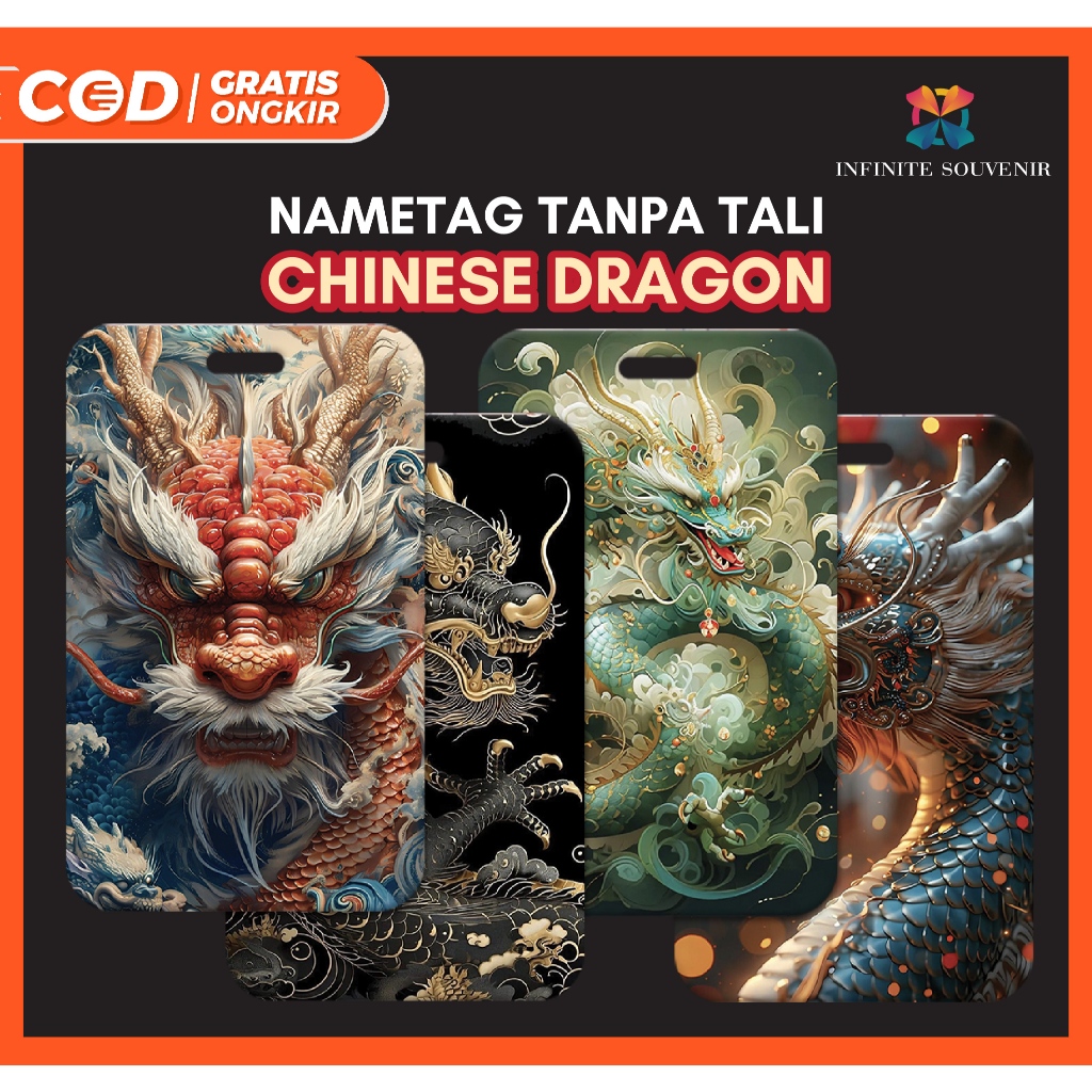 

(N009) Nametag Chinese Dragon TANPA TALI / Card Holder Naga / ID Card / Tempat Kartu