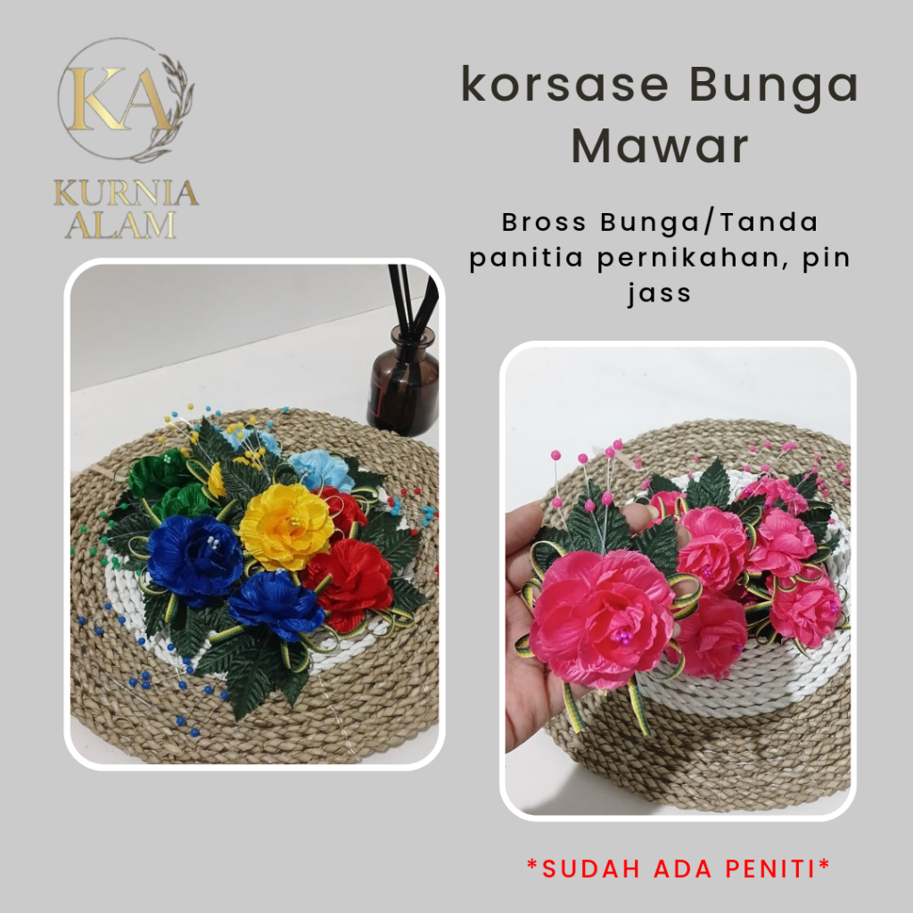 Corsage Pin Jas Wedding Korsase Bunga Mawar Panitia Pernikahan Bros Bunga Peniti