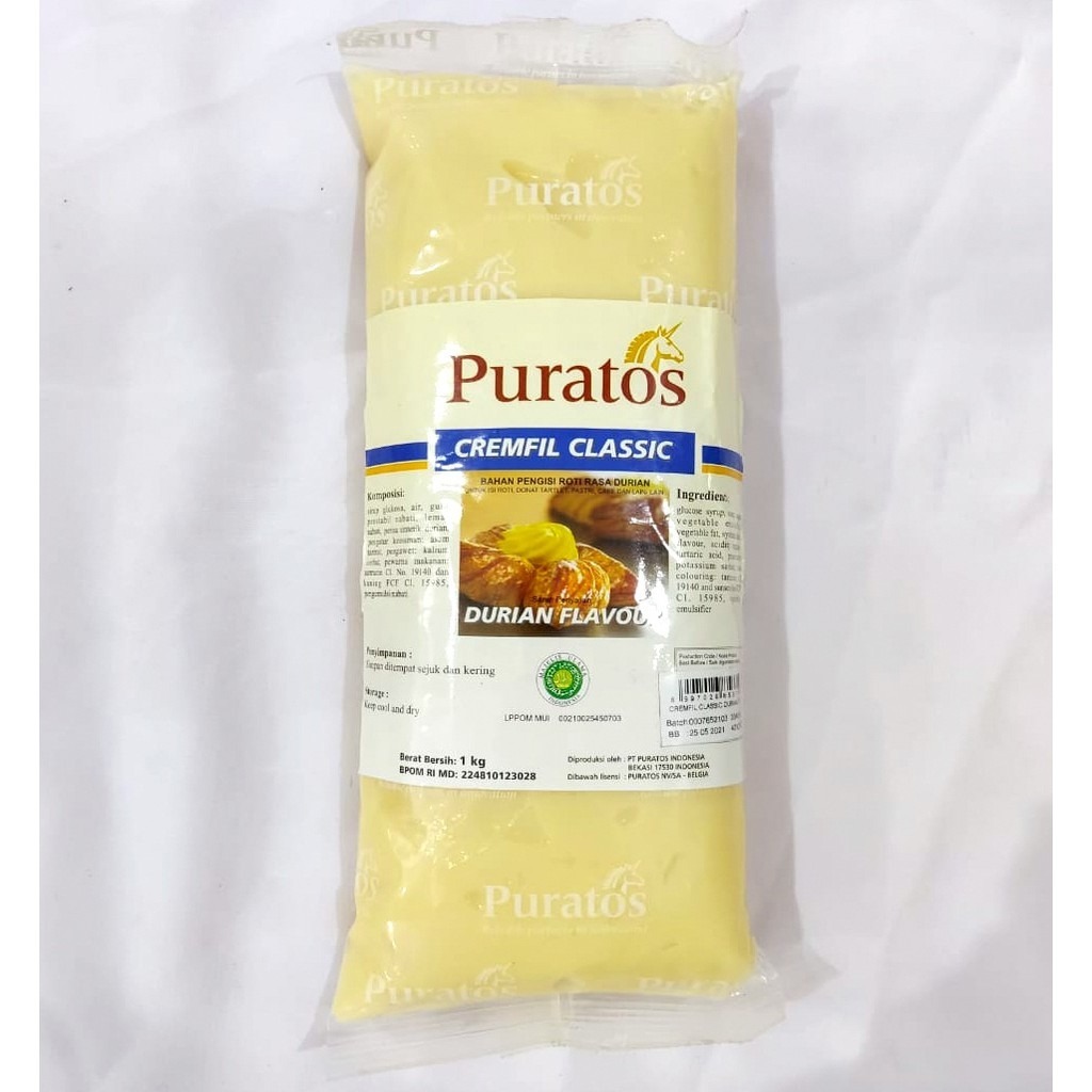 

PURATOS CREAMFIL CLASIC DURIAN 1KG, COCOK UNTUK ISIAN ROTI DLL