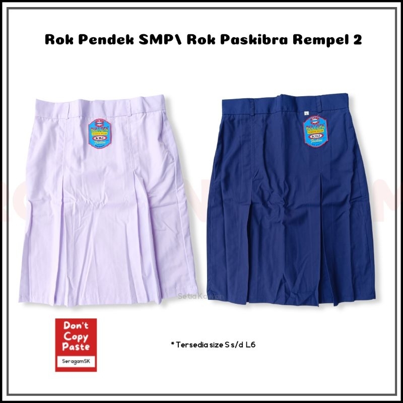 Rok pendek SMP Span 2 Putih Biru Hitam / Rok Span pendek SMP/ Rok Paskibra SMP