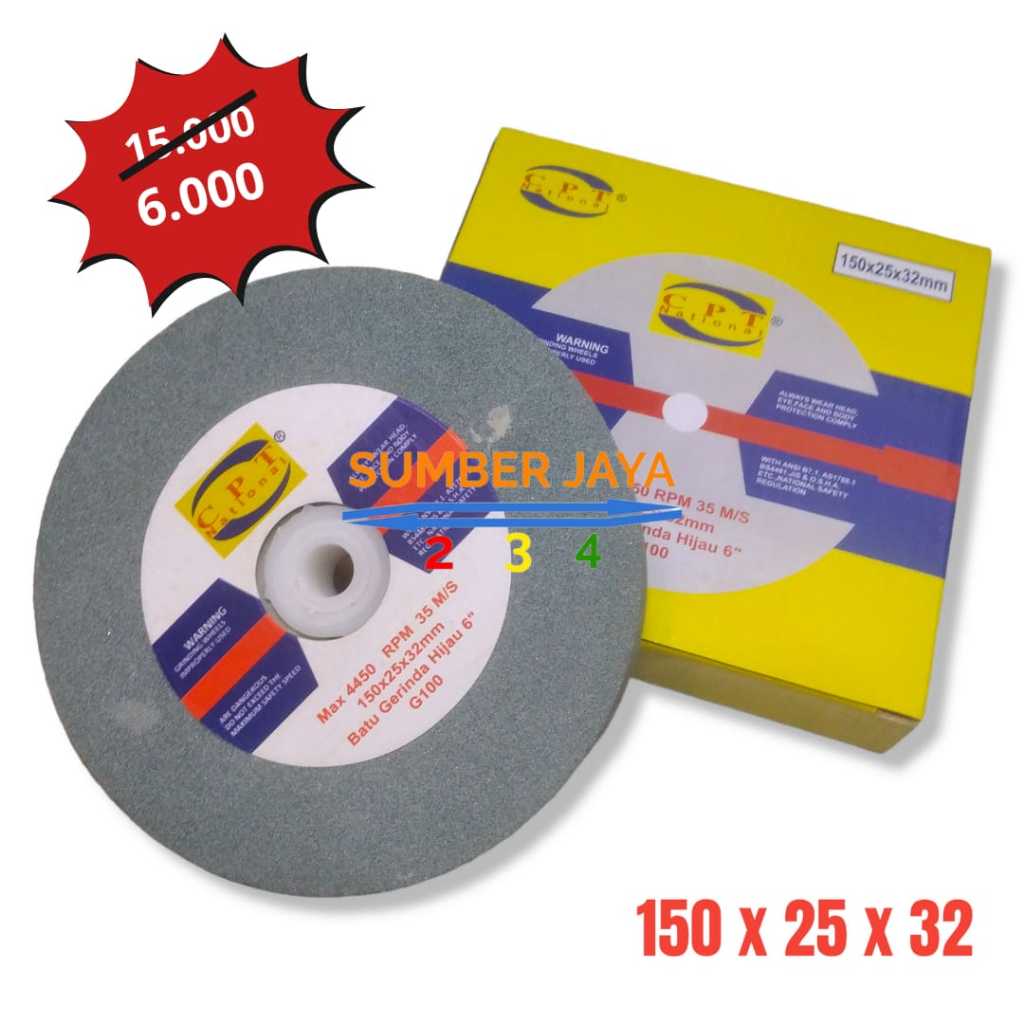 Batu Gerinda Poles Hijau CPT Batu Poles Akik 6 Inch Grit 100 TERMURAH