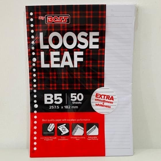 

LOOSE LEAF BIG BOSS B5 BERGARIS / ISI BINDER 50 LEMBAR