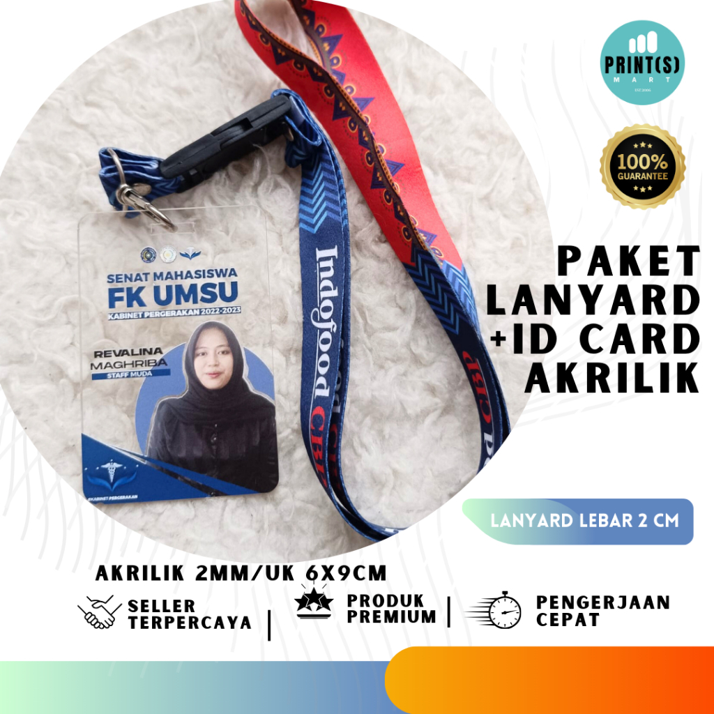 

ID Card Akrilik & Lanyard Custom, Paket Fullset [ Card : Transparan/White/Black ]