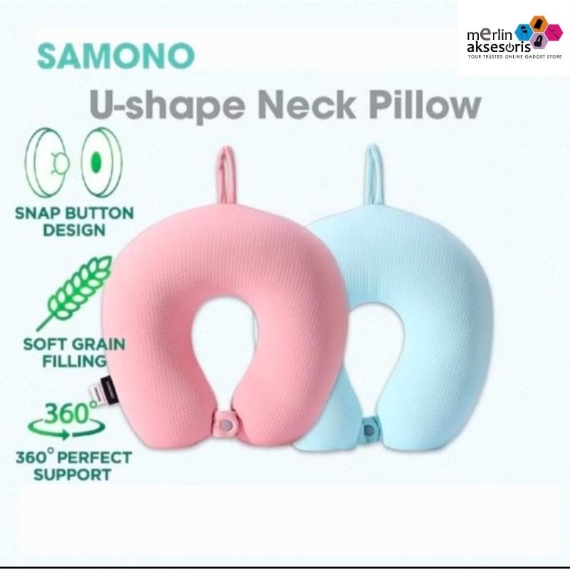 SAMONO Neckpillow Bantal Leher Travel Anti Pegal Lembut Dewasa Multifungsi