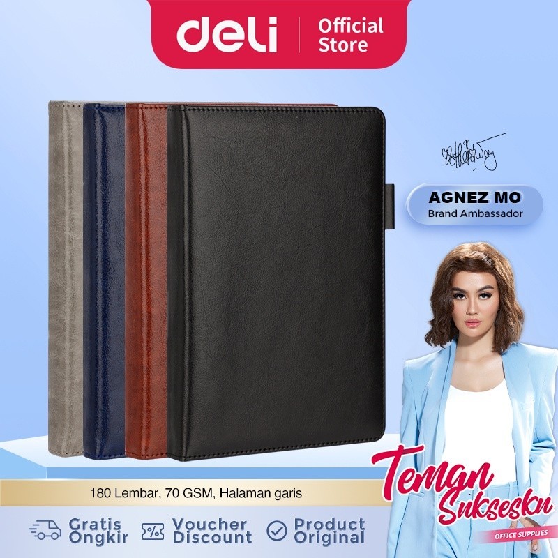 

Deli Leather Cover Notebook/Buku Catatan A5 180Lembar 22298