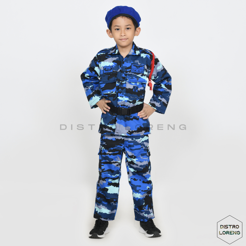 Baju Profesi TNI AU Loreng Anak Laki-laki Setelan Kostum Karnaval Anak Usia 3-8 Tahun