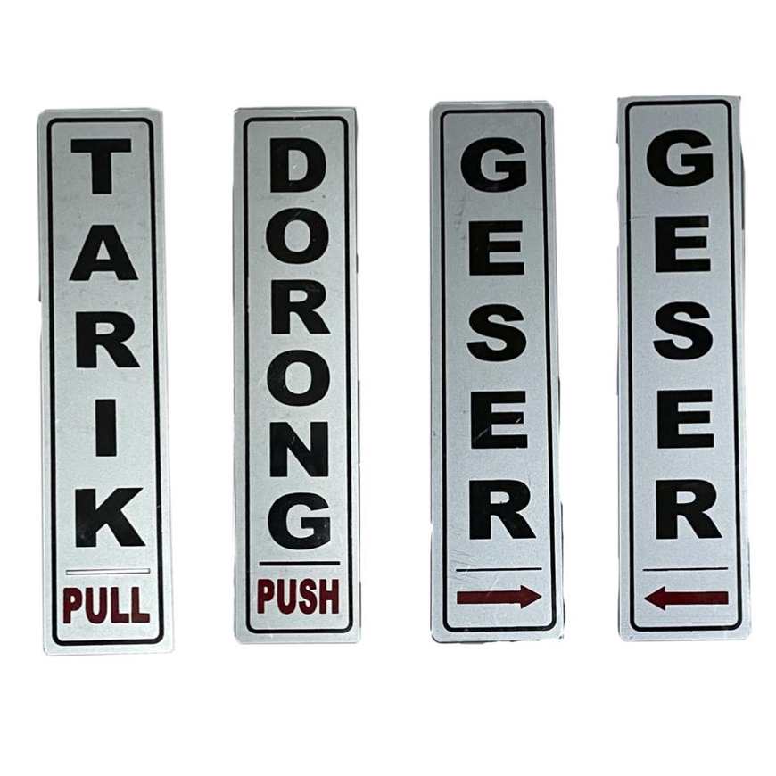 

Papan Nama Acrylic Pintu Tulisan Tarik Dorong Organizer Warna Silver, Sign label Board