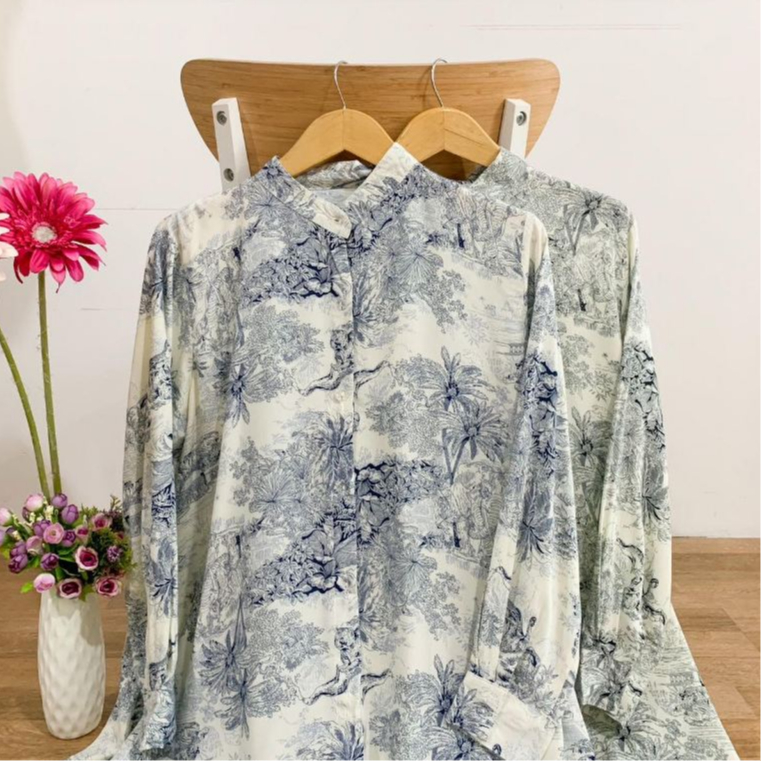 GROSIR LV492 (2PCS) Classic Dior Tunic - Tunik Atasan Wanita - Kemeja Blouse Atasan - Tunik Rayon Mo