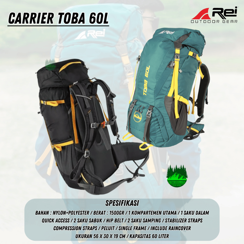 Tas Gunung Arei / Carrier Toba ADV 60L Liter Arei Outdoorgear / Carrier Toba 35+5 Liter / Carrier Ho