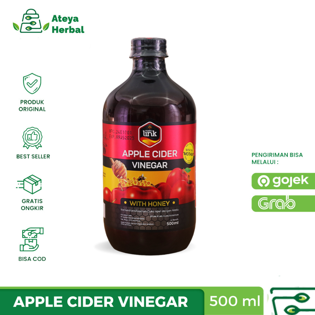 

Cuka Apel Dengan Madu - APPLE CIDER VINEGAR WITH MOTHER - LINK - 500 ml