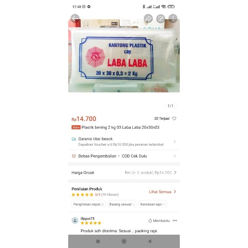 Plastik bening 2 kg 03 Laba Laba 20x30x03