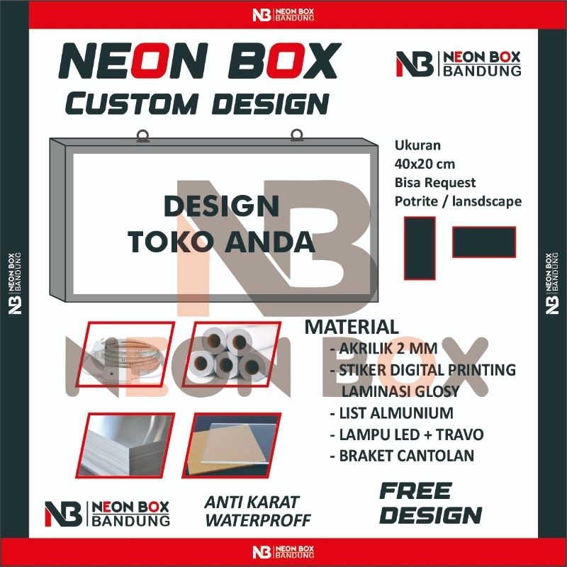 NEON BOX UK 40x20 SIDOMUNCUL DUA SISI | BISA BAYAR DI TEMPAT  [COD] | NEON BOX AKRILK