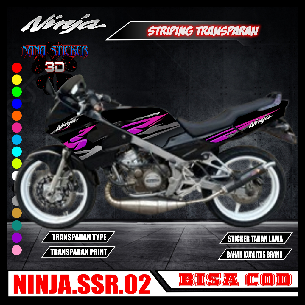 Striping TRANSPARAN KAWASAKI NINJA SSR Variasi Stiker Sticker list body motor KAWASAKI NINJA SSR Mot