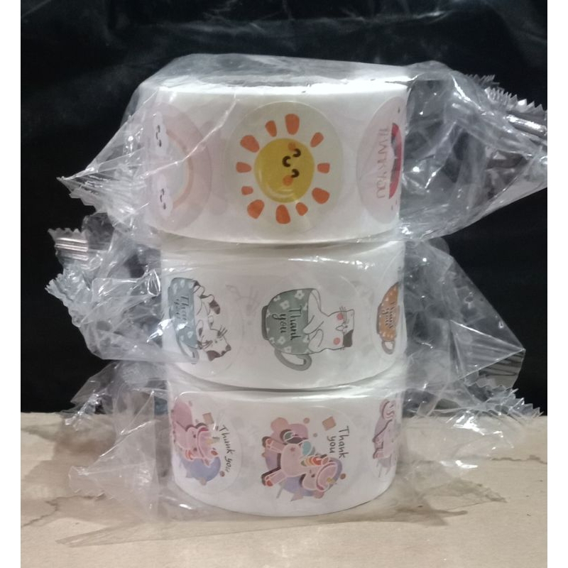 

Stiker label Thank you motif lucu 500pcs