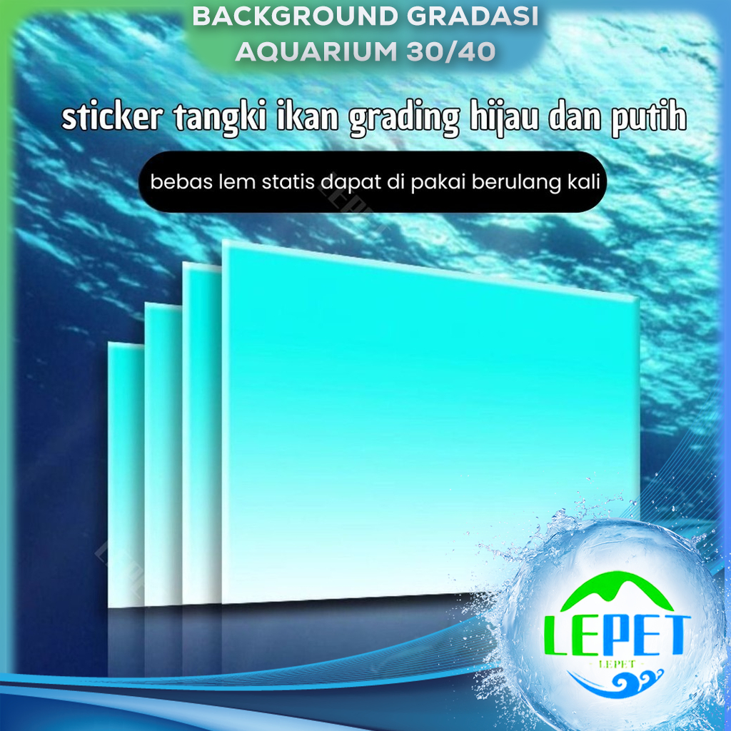 LEPET Background Aquarium GRADASI, 30/40 Stiker Aquarium , Wallpaper Aquarium, Aquascape, Stiker bel