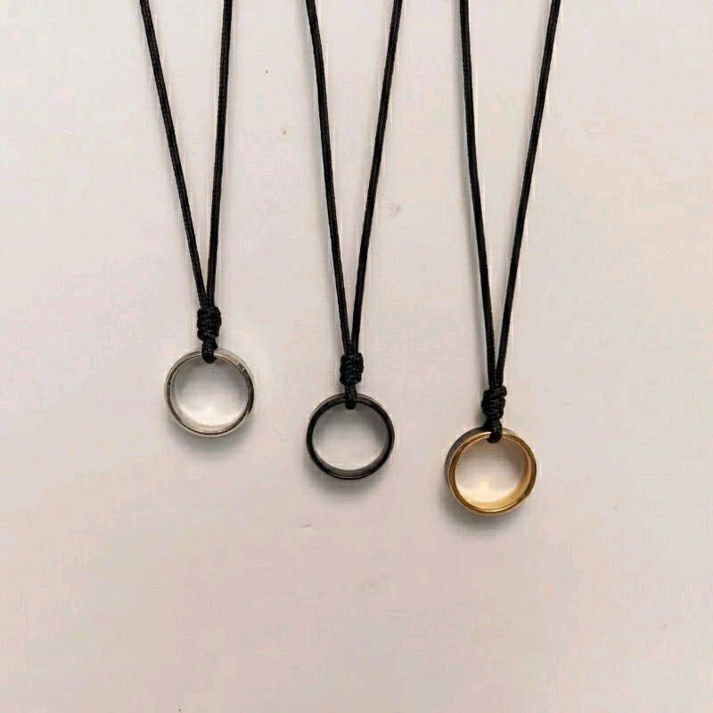 KALUNG TALI KOREA LIONTIN CINCIN POLOS / KALUNG LIONTIN CINCIN TITANIUM Couple