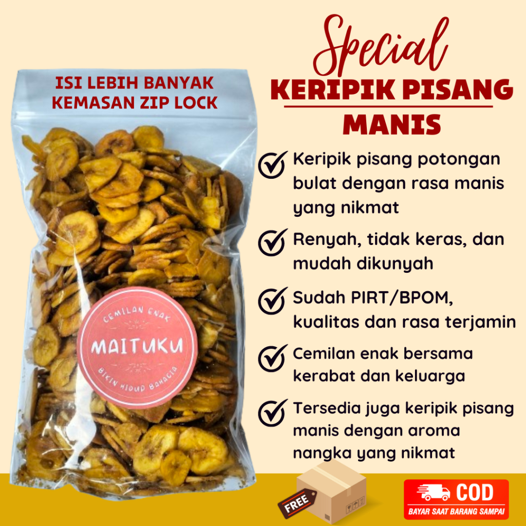 

Keripik Pisang Manis Bulat snack kiloan makanan ringan jajanan cemilan camilan pedas manis asin