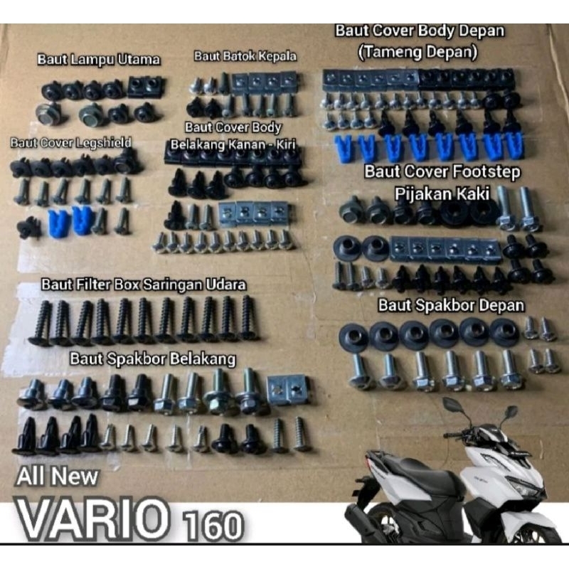 Baut fullset body Honda Vario 160 all new - Baut full body Vario 160 - lengkap baut fulset body Vari