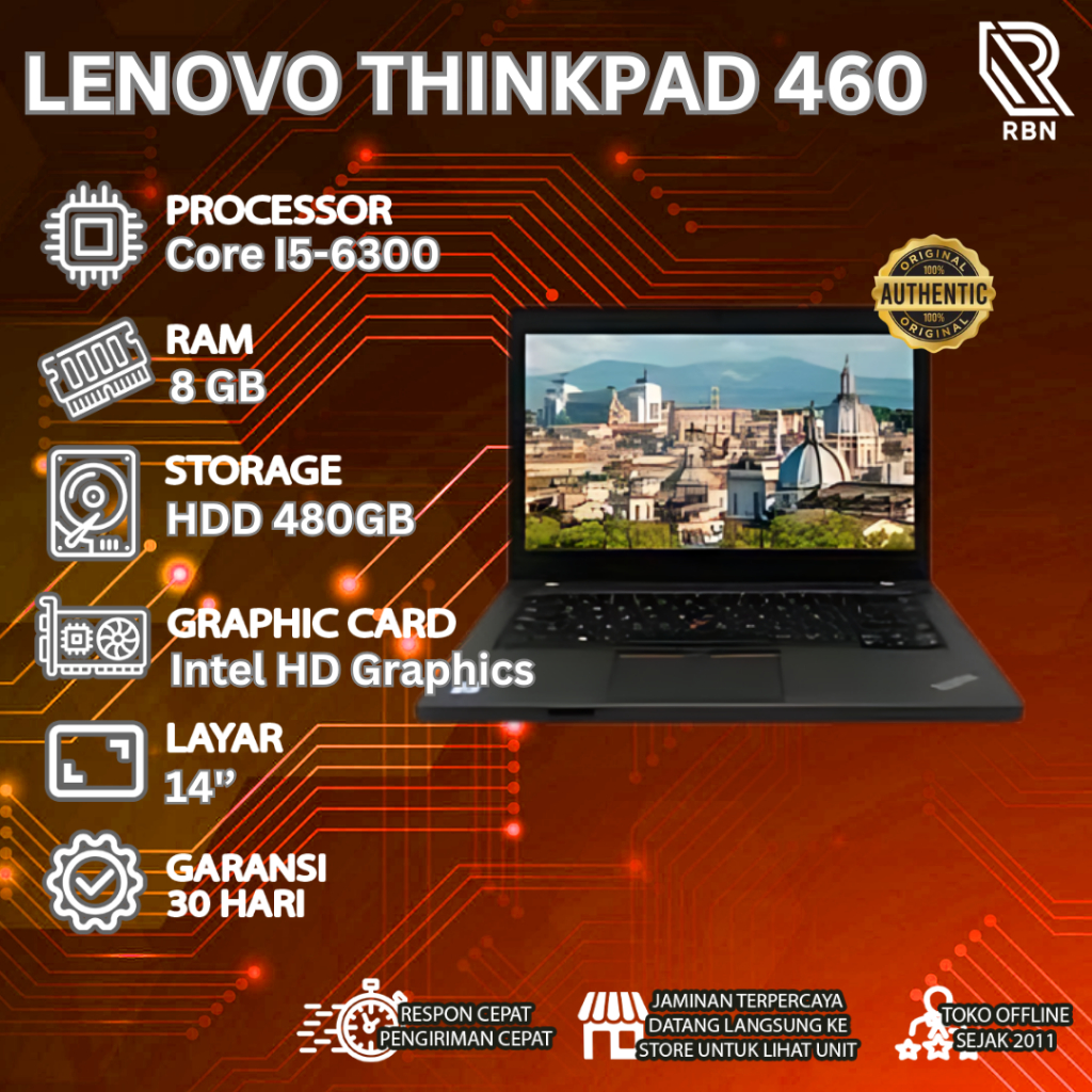 LAPTOP Notebook LENOVO ThinkPad T460 RAM 8GB HDD 480GB Second ORIGINAL