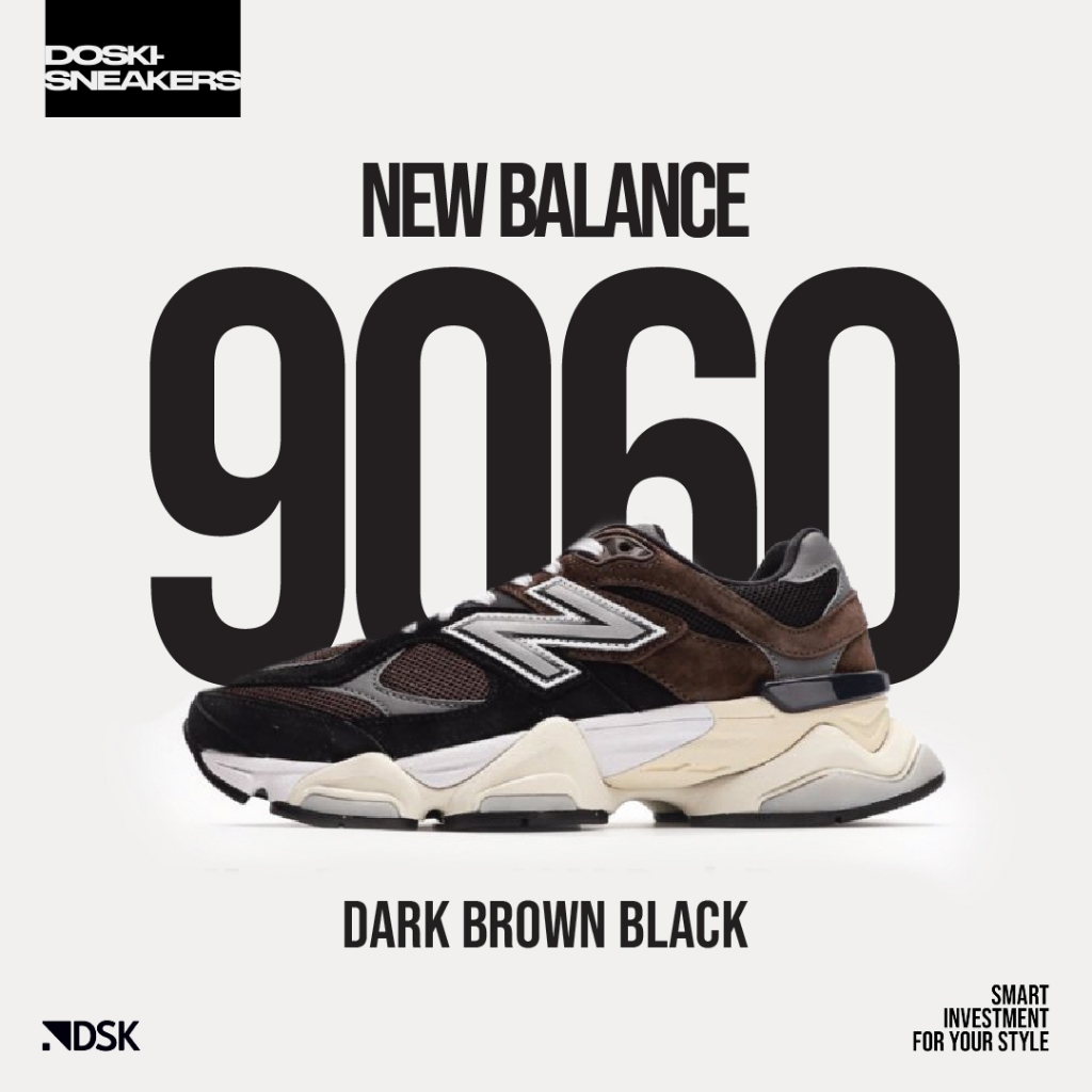 New Balance 9060 Dark Brown Black 100% Original Sneakers Casual Pria Ori Murah Sepatu NB Original Se