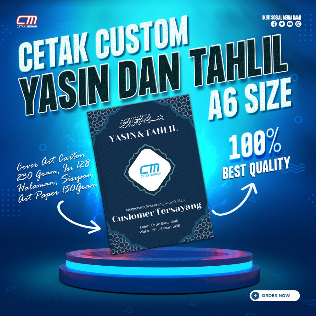 Buku Yasin Soft Cover FREE TASBIH, FREE FOTO ALM/ALMH, FREE NAMA-NAMA KELUARGA ALM/ALMH Termurah