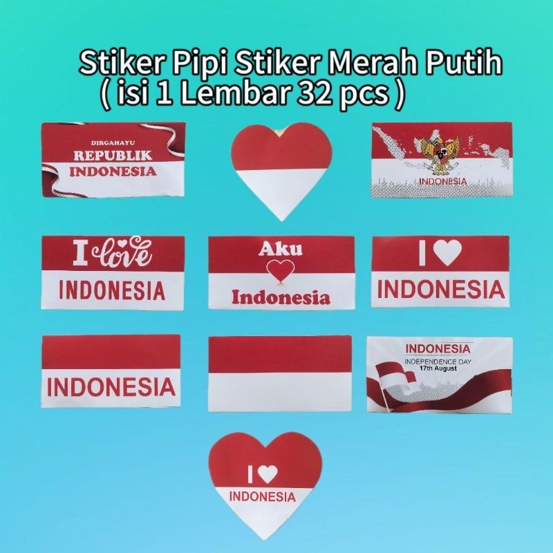 

STIKER Tempelan Pipi Indonesia Merah Putih ( isi 32 pcs )