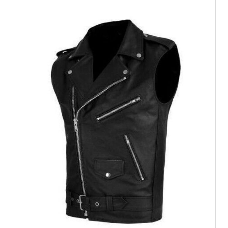 KODE E37B Jaket rompi Kulit Pria ramones terbaru  jaket rompi anti air dan angin  jaket kulit motor 