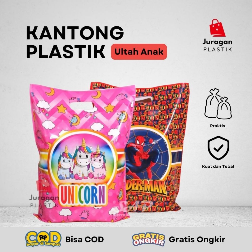 

Kantong Plastik Ulang tahun Full Colour isi 10 Lembar / PE Plong Kantong Plastik Ulang Tahun uk 24x35 isi 10 lbr | Party Bag | Plastik Ulang Tahun | | Plastik Ultah Karakter