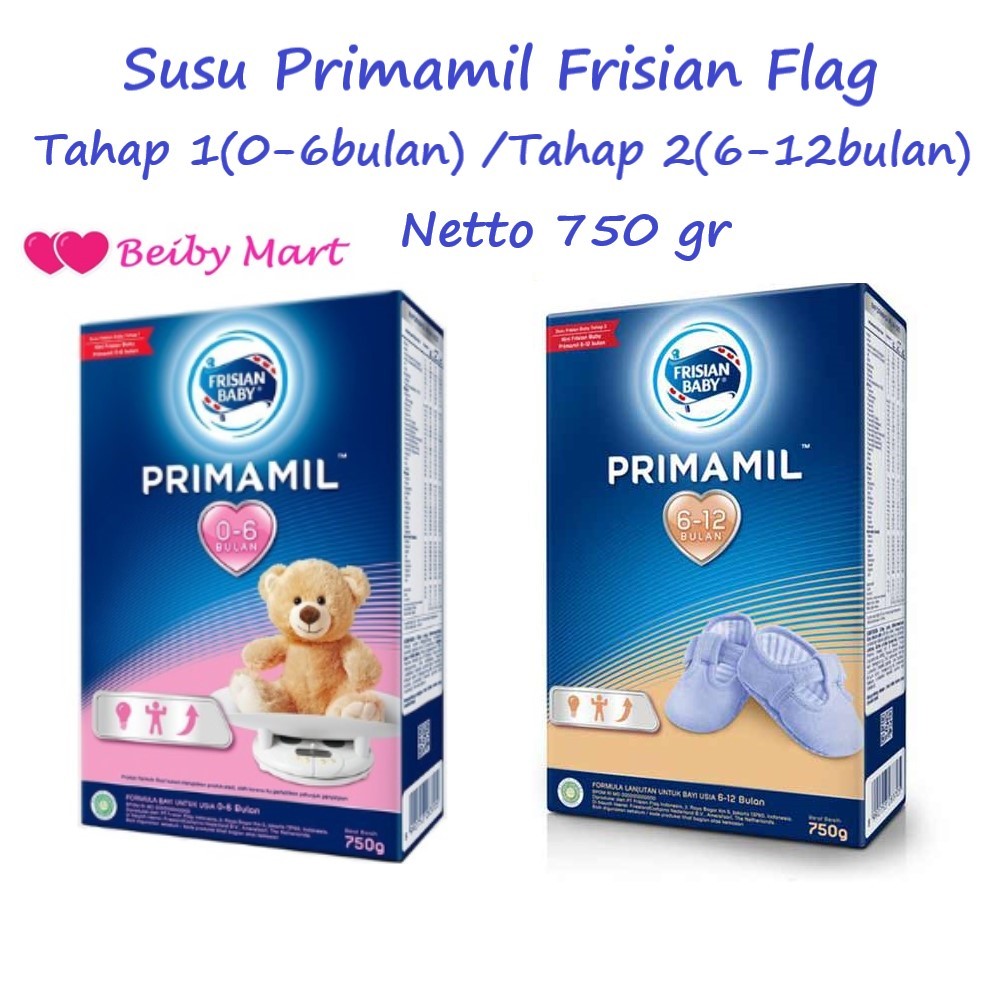Susu Bayi FRISIAN FLAG PRIMAMIL Tahap 1 (Usia 0-6 Bulan) Tahap 2 (6-12 Bulan) Netto 750Gram