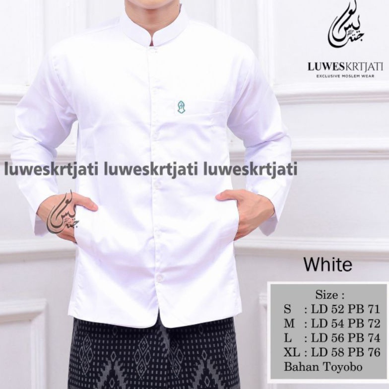 KODE M27H Baju koko pria luwes warna sage green Pria semi jas trompah model terbaru koko putih pria 